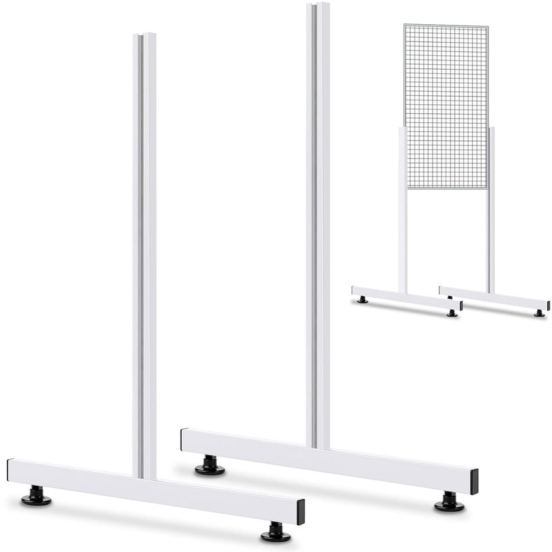Yaocom Set of 2 Pairs Slide-on Grid Legs T Base Rectangular Tube T-Shape Grid Wall Panel Legs, No Hardware Needed(White,17.7 x 24 Inch) - Image 1
